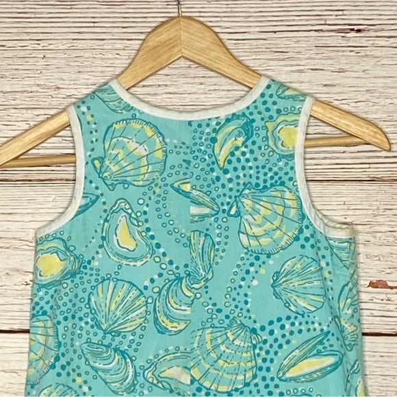 Lilly Pulitzer Little Lilly Jumper Shift Dress Teal Clam Print Sz 7 - Picture 8 of 12